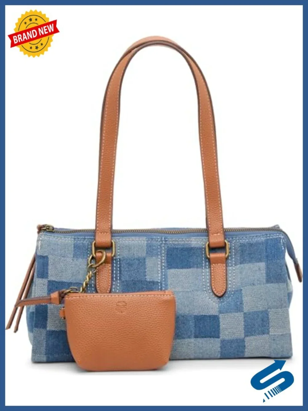 Denim Zipper Closure Satchel Bag